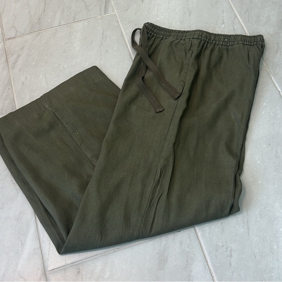 Max Studio, Sophisticated Rich Hunter Palazzo Pants, Drawstring Waist,Pockets,S - Picture 7 of 14